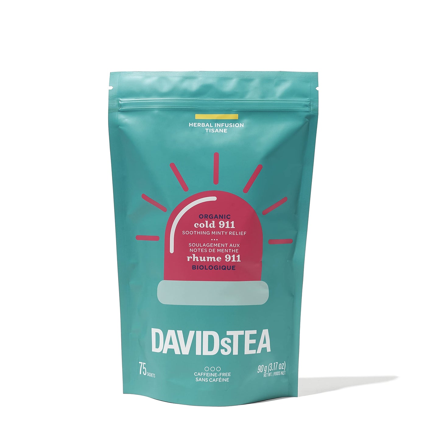 Davidstea Organic Cold 911 Sachet Tea Bags, Premium Soothing Herbal Tea In 75 Sachets Tea Bags, 3.17 Ounces