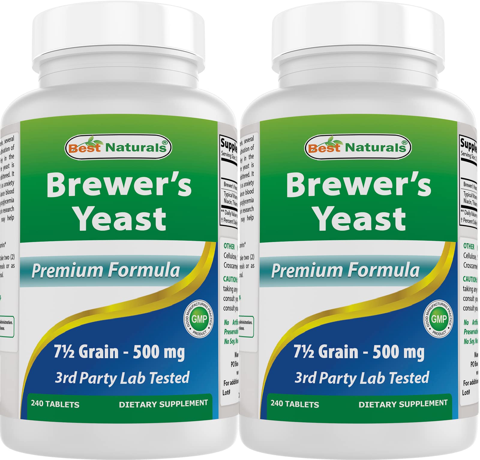 Best Naturals Brewers Yeast 1000 mg with Vitamin B1 & B2 240 Tablets (Pack of 2)