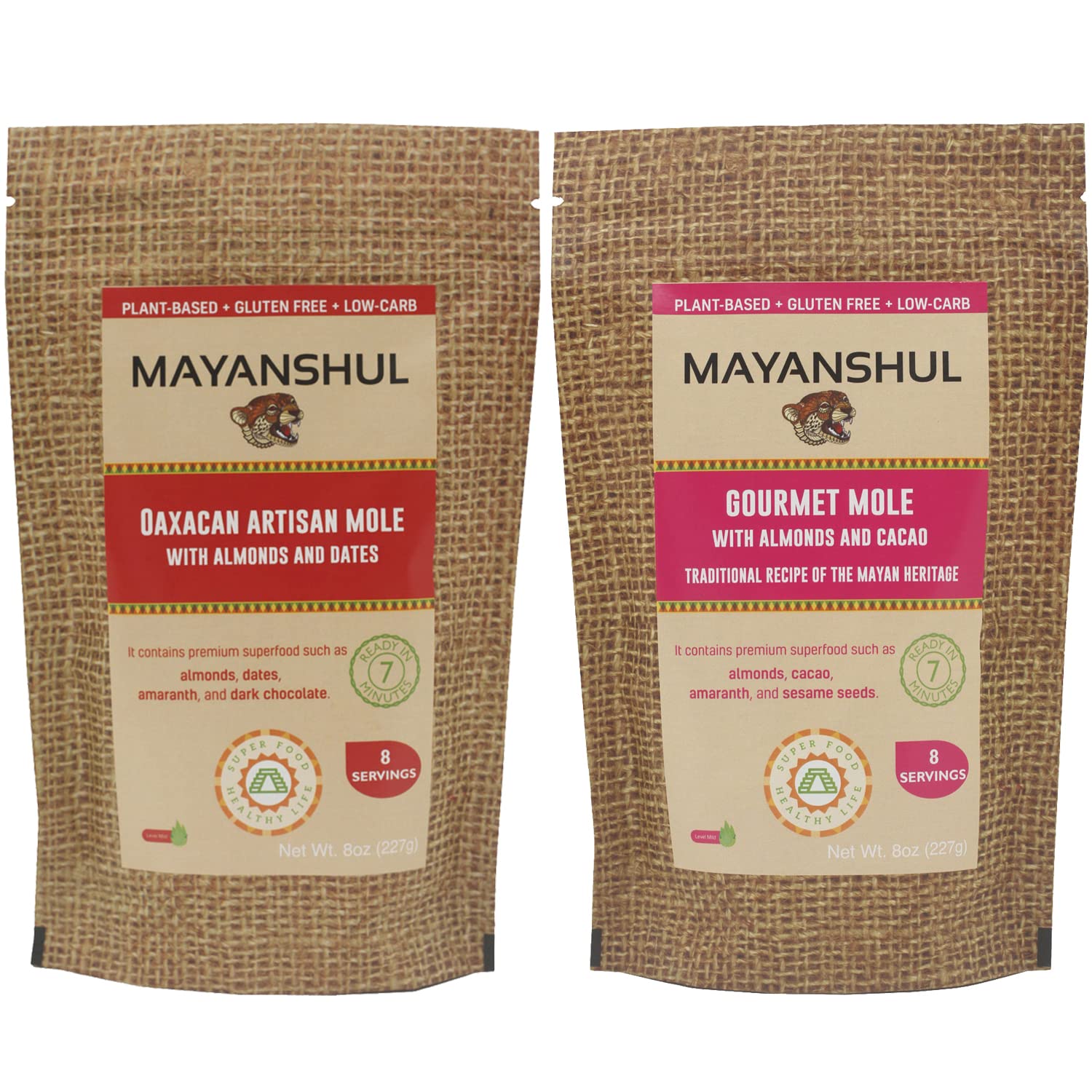 Mayanshul Healthy Mole Sauce Variety 2 Pack | Mole Poblano & Oaxacan Red Mole | Mole Negro & Mole Rojo | Superfood Ingredients |