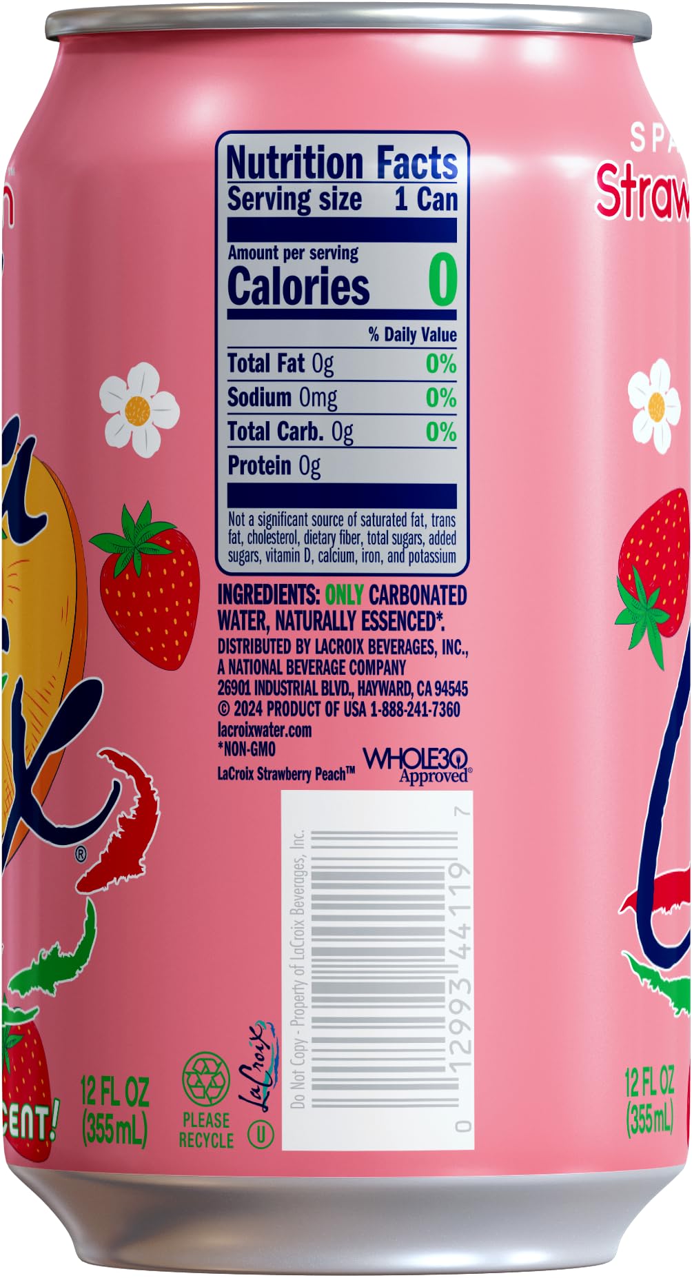 LaCroix Sparkling Water, Strawberry Peach, 12 Fl Oz (pack of 12)