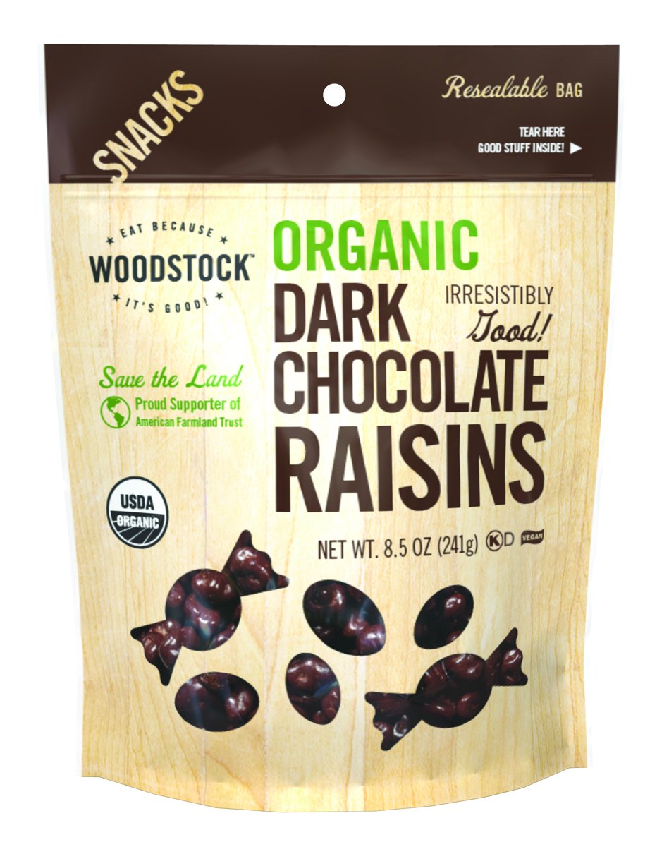 Woodstock Organic Dark Chocolate Raisins - Case Of 8 - 8.5 Oz.