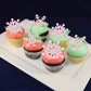 Gyufise Edible Snowflakes Cupcake Toppers - 60Pcs Wafer Paper Sprinkles for Christmas Winter - Pink