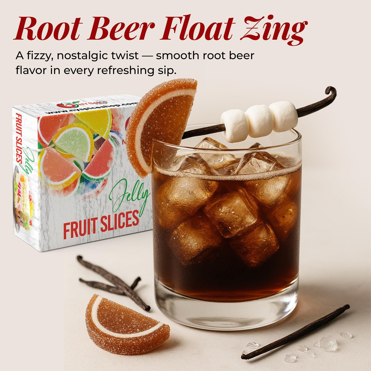 NY Spice Shop Fruit Slices Jelly Candy - Root malt-inspired Flavor - 1 Pound Bulk Gummy Candy Slices