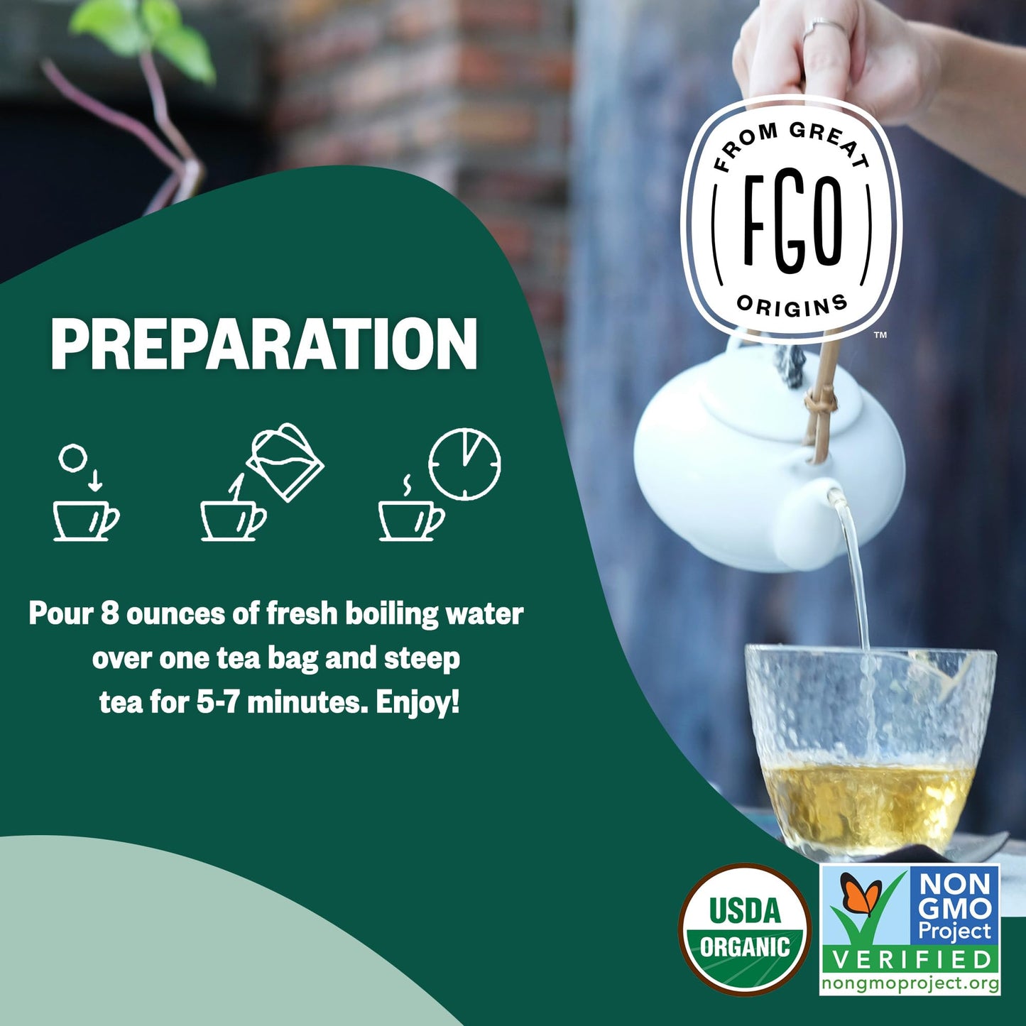 Fgo Organic Peppermint Tea, Eco-Conscious Tea Bags, 100 Count