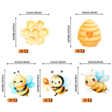 60 Pcs Edible Bumble Bee Cupcake Toppers Waper Paper Honey Bee Cupcake Picks Edible Oh Babee Cupcake Decorations For Bee Theme B
