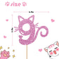 MINUET MINUTE Cat Nine Cake Topper - Pink Glitter, Cardboard, Happy 9th Birthday Party Decoration