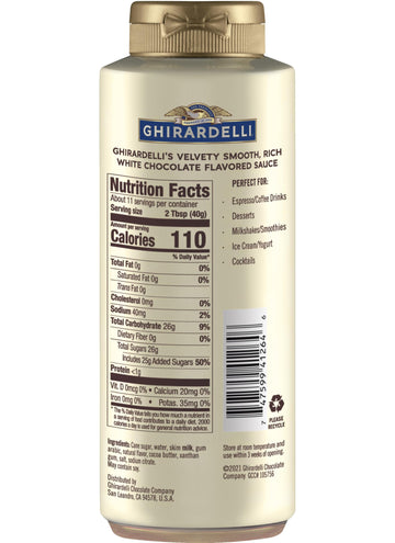 Ghirardelli White Chocolate Sauce, 16 Ounce Squeeze Bottle (Pack Of 2) With Ghirardelli Stamped Barista Spoon