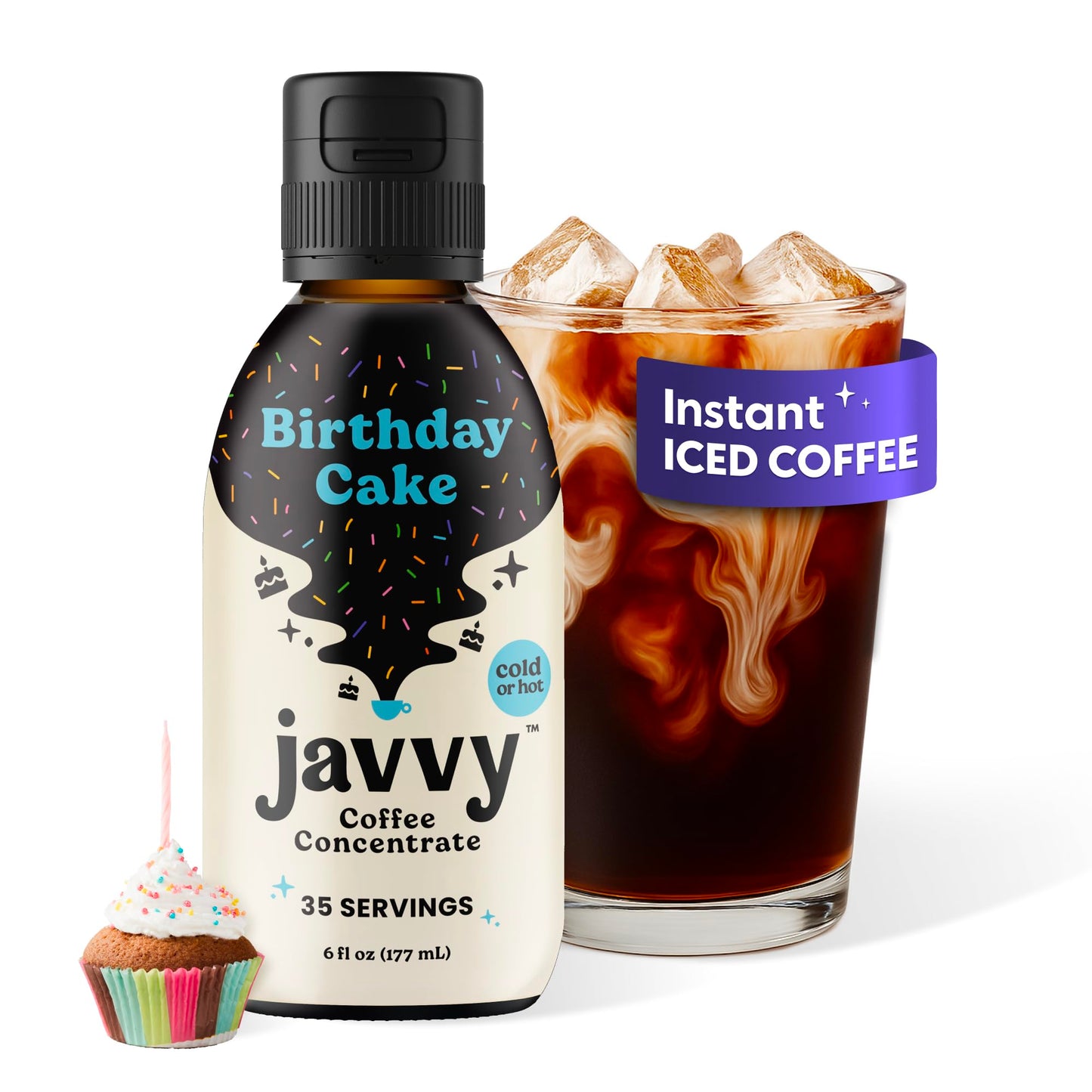 Coffee Concentrate - Limited Release Flavors - Cold Brew Coffee  Perfect for Hot or Iced Instant Coffees  Hot Drinks  Cold Brew Concentrate  35 Servings - Birthday Cake
