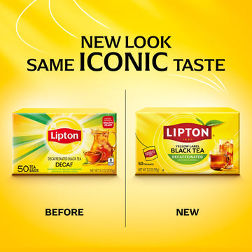 Lipton Decaf Black Tea Bags  Hot or Iced Caffeine Free Tea  50 Tea Bags