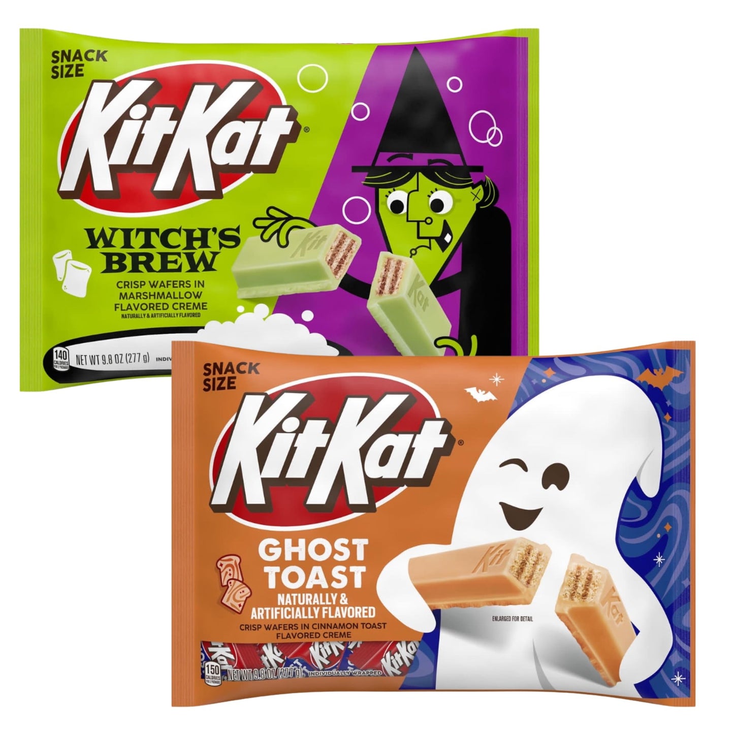 Kit Kat Halloween Candy Bundle  Witchs Brew and Ghost Toast Snack Size  Limited Edition  2 Bags