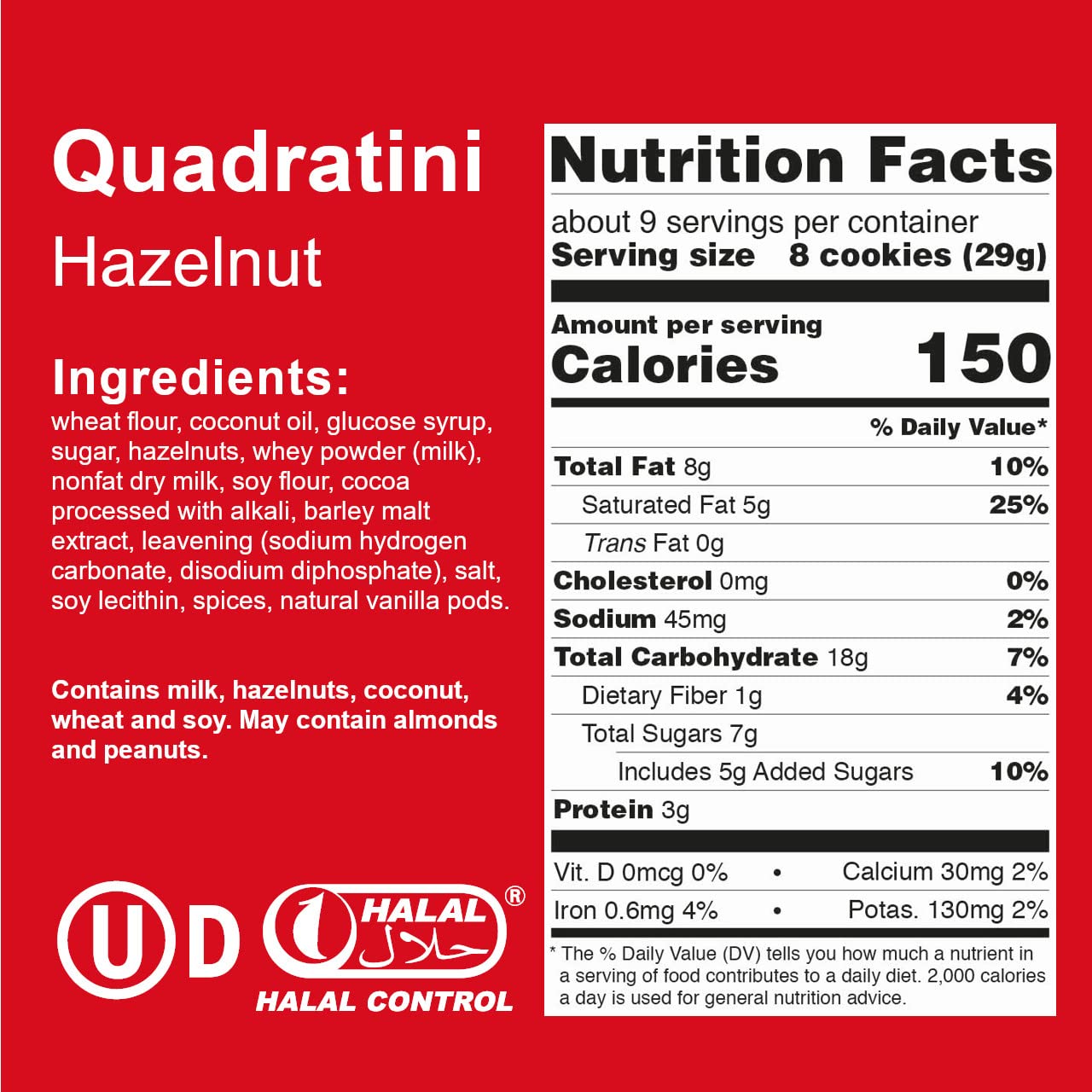Loacker Quadratini Hazelnut Wafer Cookies, 8.82 Ounce