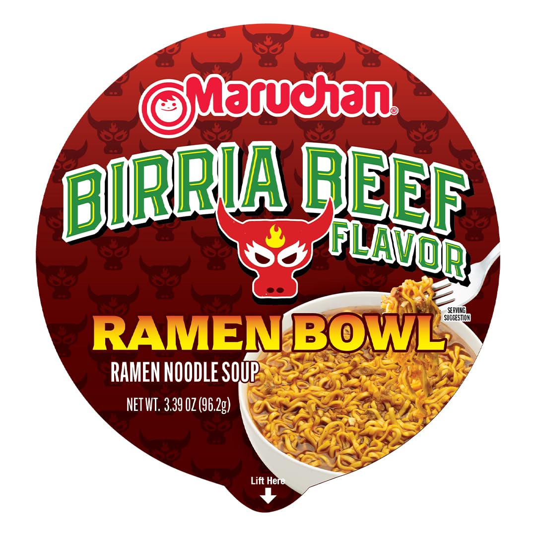 Maruchan Bowl Birria Beef, Microwaveable Ramen Soup Mix, 3.39 Oz, 6 Count