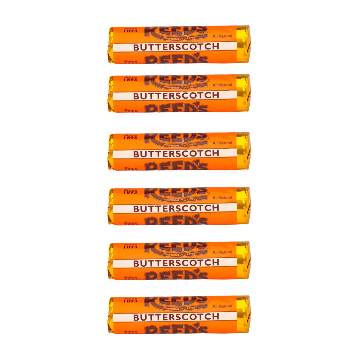 Reeds Individually Wrapped Butterscotch Candy Rolls | Six Rolls | Traditional Butterscotch Hard Candy | Creamy And Buttery Old-F