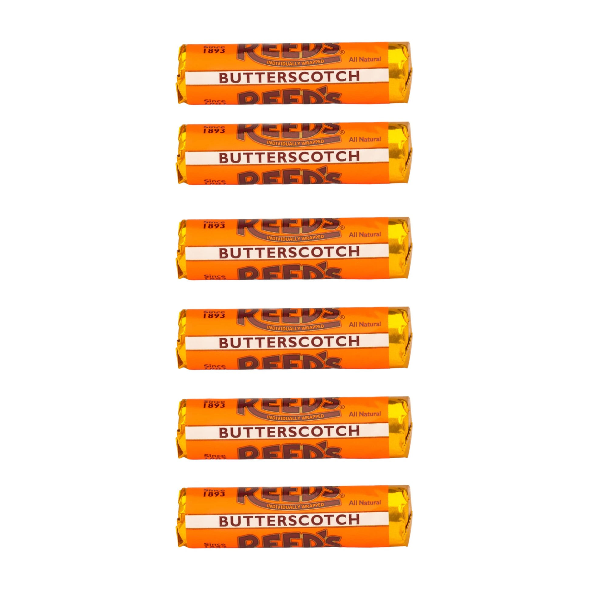 Reeds Individually Wrapped Butterscotch Candy Rolls | Six Rolls | Traditional Butterscotch Hard Candy | Creamy And Buttery Old-F