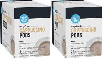 Happy Belly Light Roast Coffee Pods | Hazelnut Flavored | K-Cup Compatible | 24 Count | Pack of 2