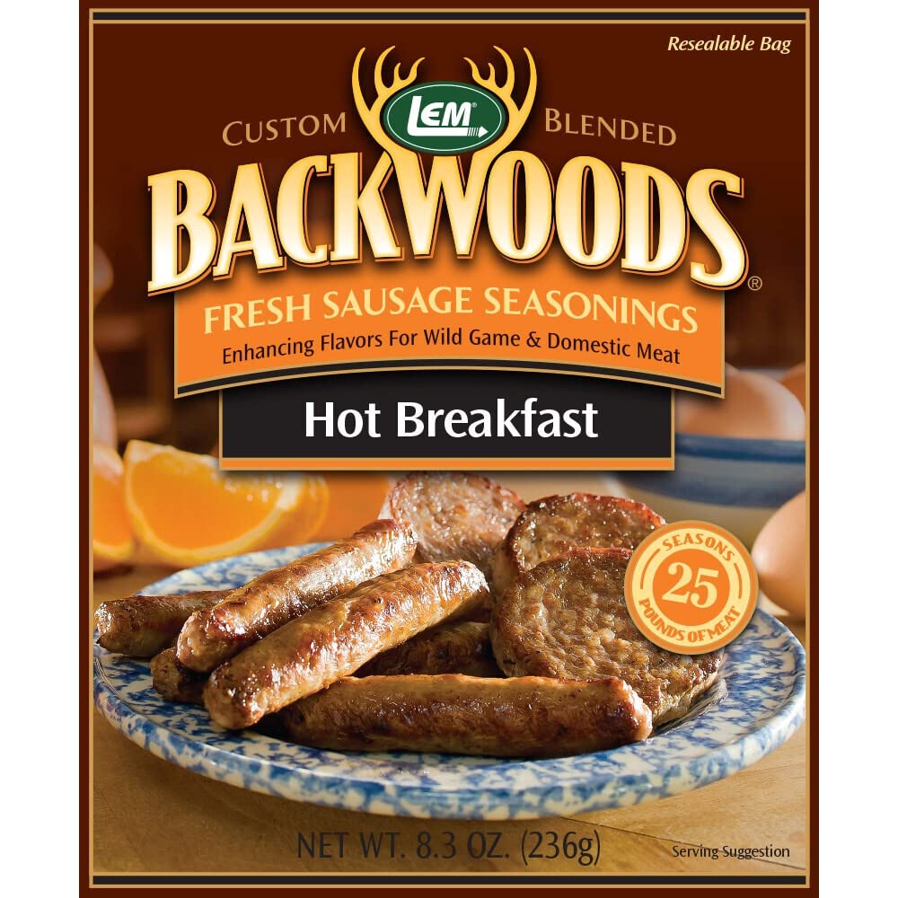 LEM Backwoods Hot Breakfast Sausage Seasoning, Ideal for Wild Game, 8.3 Ounce Packet, Model 9007