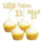 Gyufise 24Pcs Gold Glitter 13Th Birthday Cupcake Toppers Hello 13 Thirteen Cake Toppers Official Teenager Cupcake Picks 13Th Bir