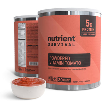 Nutrient Survival Tomato Powder, Powdered Vitamin Tomato (30 Servings) Emergency Food Supply & Camping Supplies For Soups, Sauces, Meatloaf, 40 Nutrients, Shelf Stable Up To 25 Years, One Can