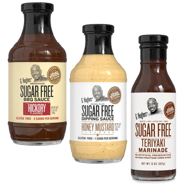 G Hughes Sugar Free Barbecue Sauces - Hickory Bbq Sugar Free Sauce - 18 Oz, Honey Mustard Sugar Free Dipping Sauce - 18 Oz, Suga