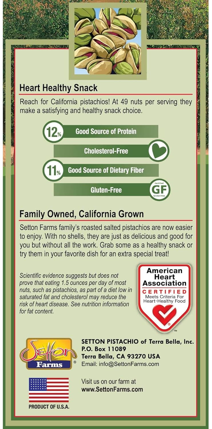 Setton Farms enhanced Pistachios  Dry Roasted with Sea Salt  48 Oz Bag (Pack of 2) Total 96 Oz. / 6 Lbs.