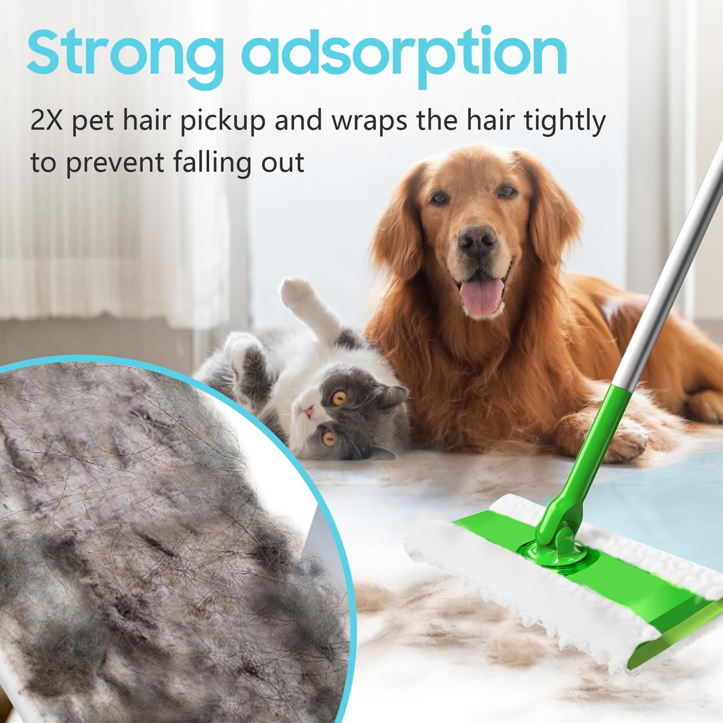 Air U+ Upgraded Heavy Duty Pet Dry Sweeper Pads For Swiffer Dry Sweeping Cloths Refills, 60 Count