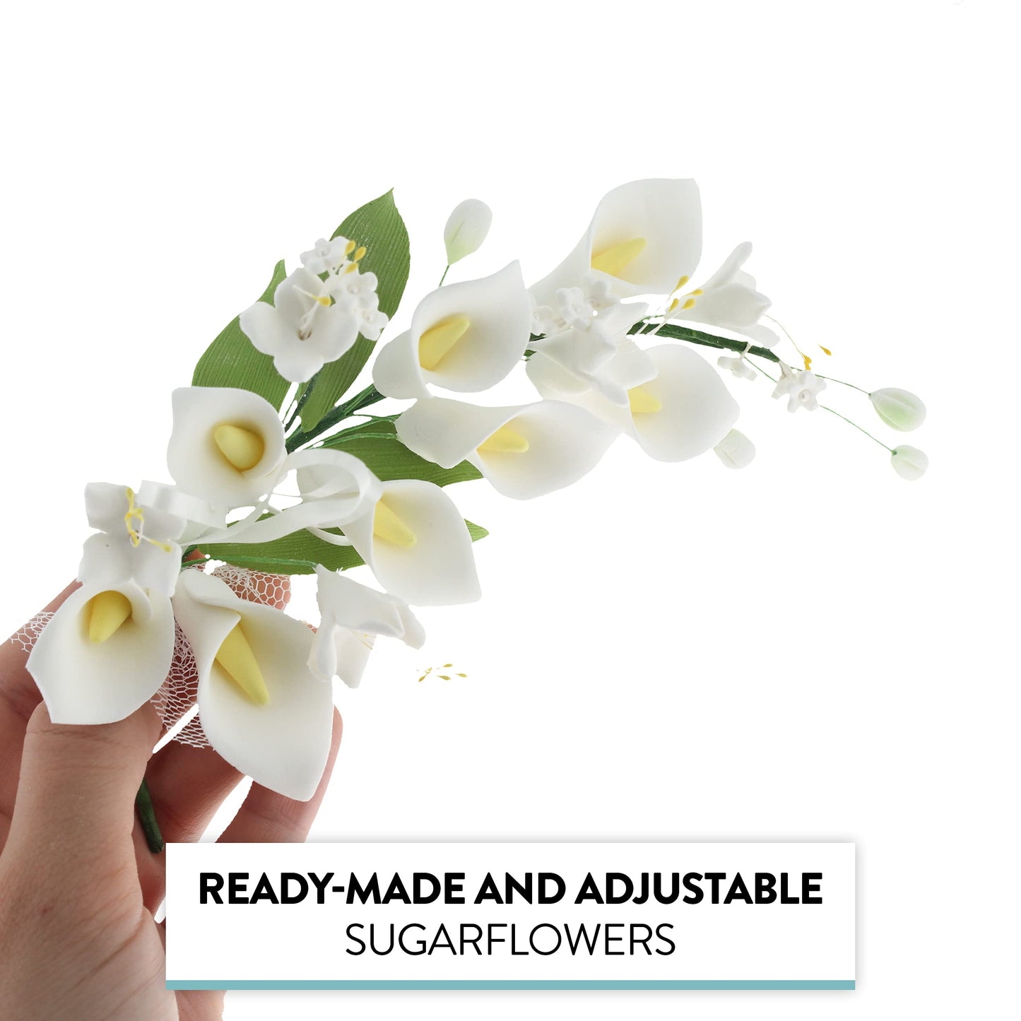 Global Sugar Art Calla Lily Cascade Sugar Cake Flowers Cake Topper Spray, White, 1Count By Chef Alan Tetreault