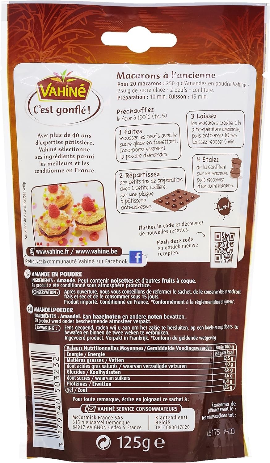Vahine Amandes En Poudre French Almond Powder 125 Grams