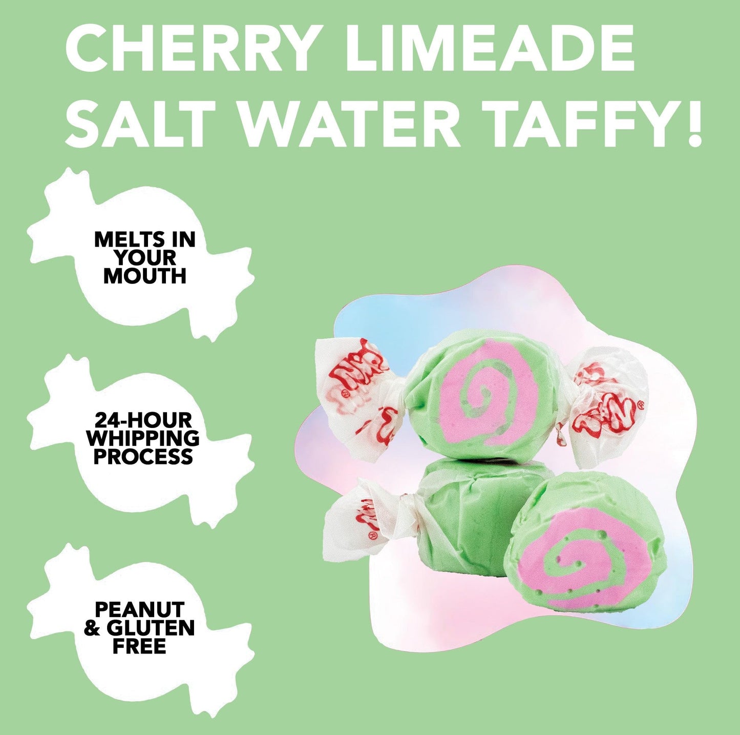 Taffy Town Saltwater Taffy - Cherry Limeade | Gourmet | Nougat-Style Candy | Soft & Delicious | Summer Snack Treats | Party Good