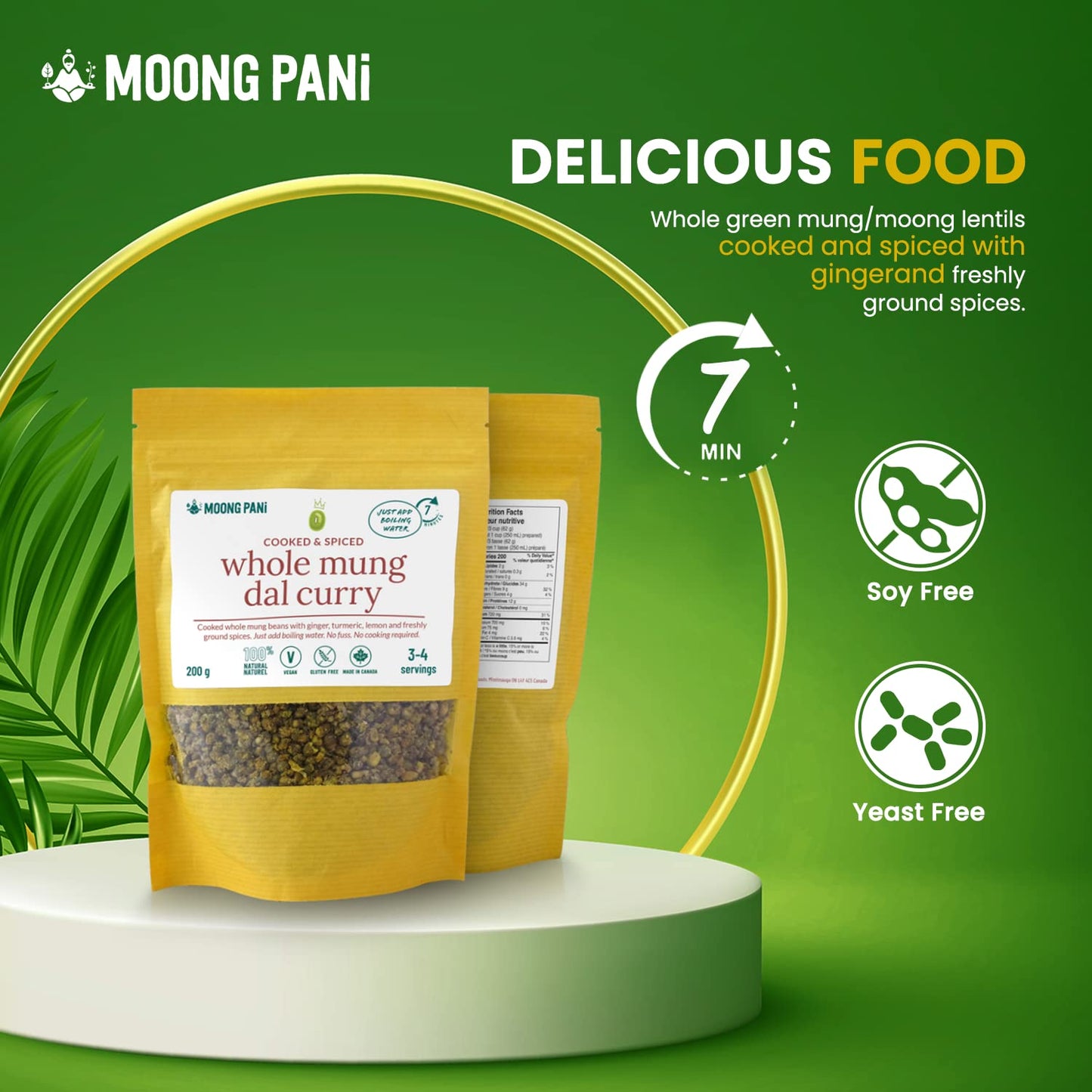 Whole Mung Dal Curry | Made With Cooked, Spiced And Dehydrated Green Whole Mung | Vegan | Gluten-Free, Soy-Free | All Natural |