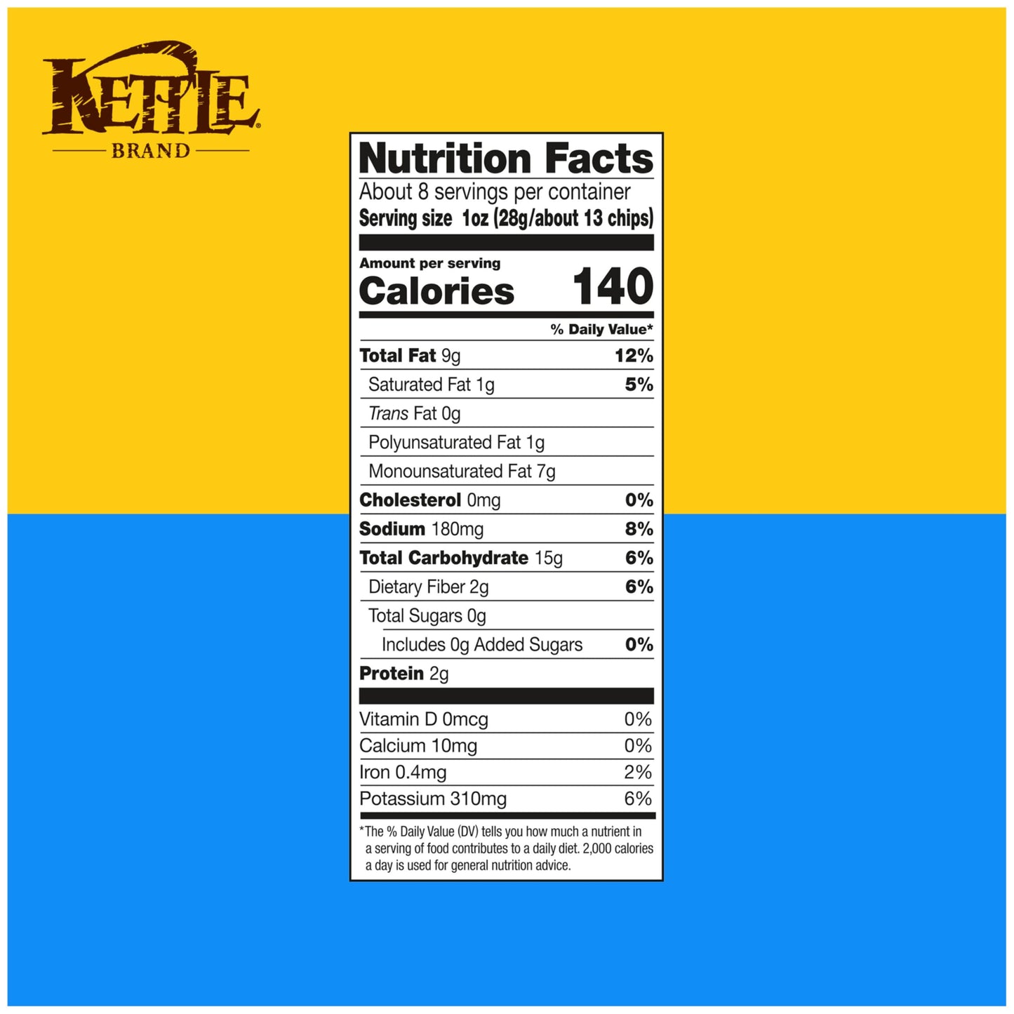 Kettle Brand Sea Salt and Vinegar Kettle Potato Chips, Gluten-Free, Non-GMO, 7.5 oz Bag (Pack of 12)
