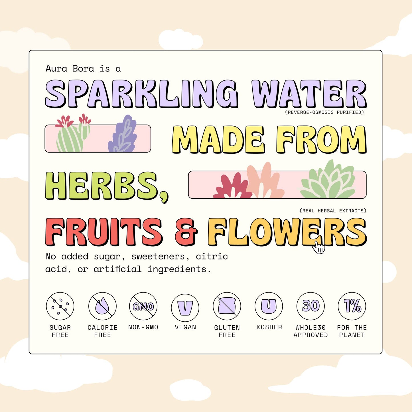 Aura Bora, Cactus Rose Herbal Sparkling Water, 12 Oz Can (Pack Of 12), 0 Calories, 0 Sugar, 0 Sodium, Non-Gmo