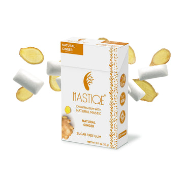 Mastiqe Sugar Free Hard Chewing Gum With Natural Mastic (Ginger, 20 Count)