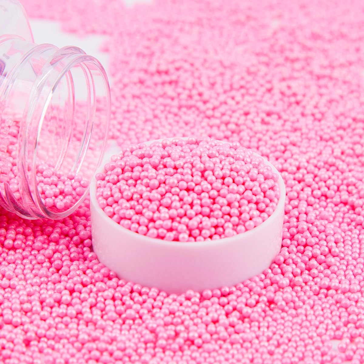 EPHVODI Pink Nonpareils Sprinkles Edible Mini Pearl Sprinkles for Cake Decorations, Baking, Ice Cream, Cookies, Donuts and Lolli