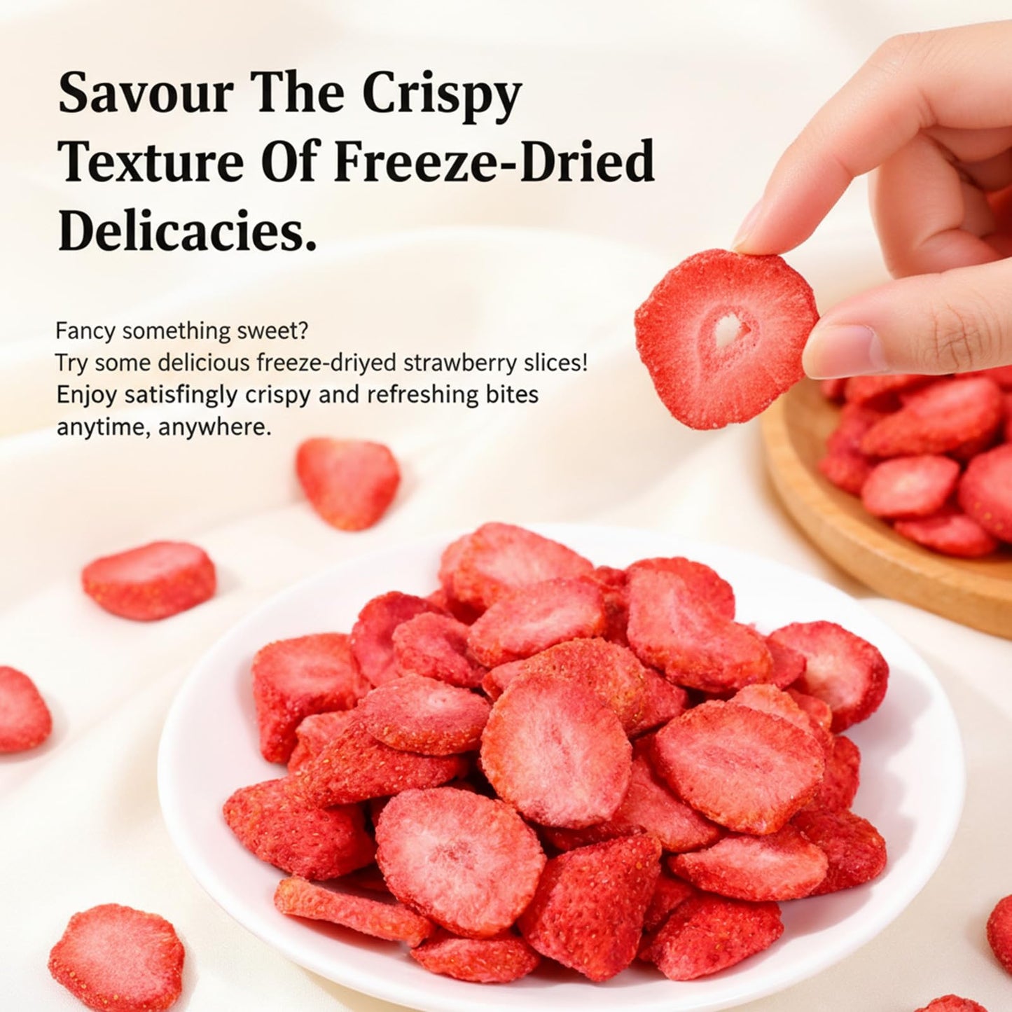 Freeze Dried Strawberries Slices for Yogurt, Smoothies, and Baking | Fruits Snack & Dessert Topping |Dry Strawberry Crisps, Yumm