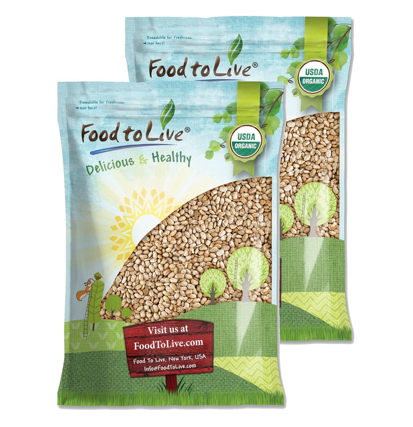 Food to Live Organic Pinto Beans, 25 Pounds, Non-GMO, Frijioles Pintos, Whole Dried Beans, Sproutable, Vegan, Kosher, High in Ir