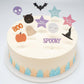 Cheerland Halloween Cupcake Toppers, Plastic, Pastel, 2x2 inches, Cute Pumpkin Ghost Bat Cat Witch Hat Decorations