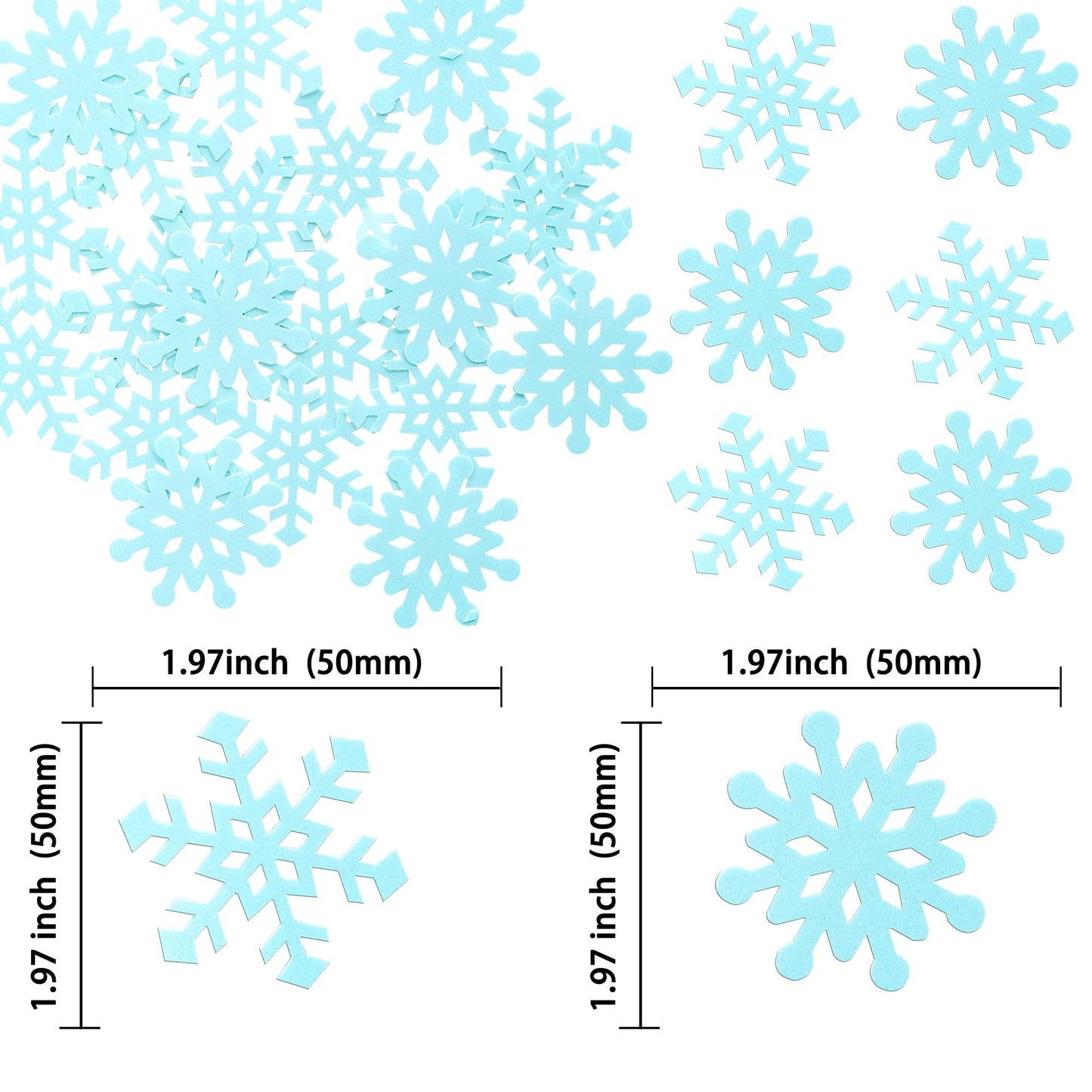 Gyufise 60Pcs Edible Snowflakes Cupcake Toppers - Snowflake Cake Decorations Wafer Paper Sprinkles For Christmas Winter Holiday Theme Party Supplies Blue