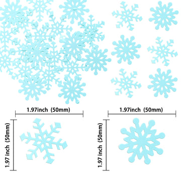 Gyufise 60Pcs Edible Snowflakes Cupcake Toppers - Snowflake Cake Decorations Wafer Paper Sprinkles For Christmas Winter Holiday Theme Party Supplies Blue