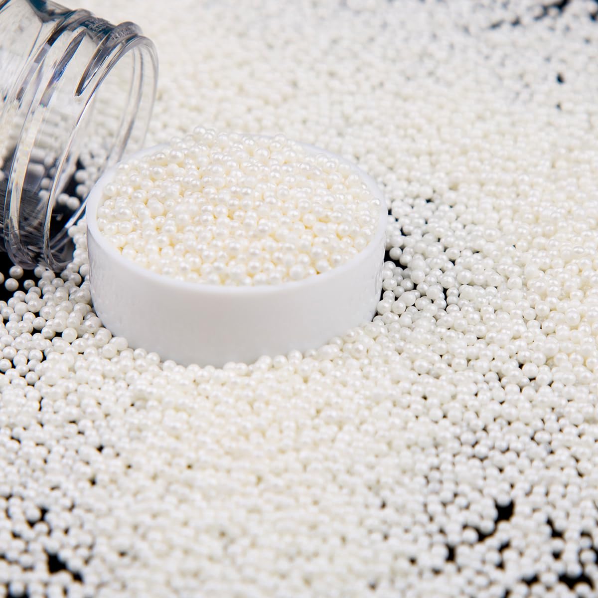 EPHVODI White Nonpareils Sprinkles Edible Mini Pearl Sprinkles for Cake Decorations, Baking, Ice Cream, Cookies, Donuts and Loll