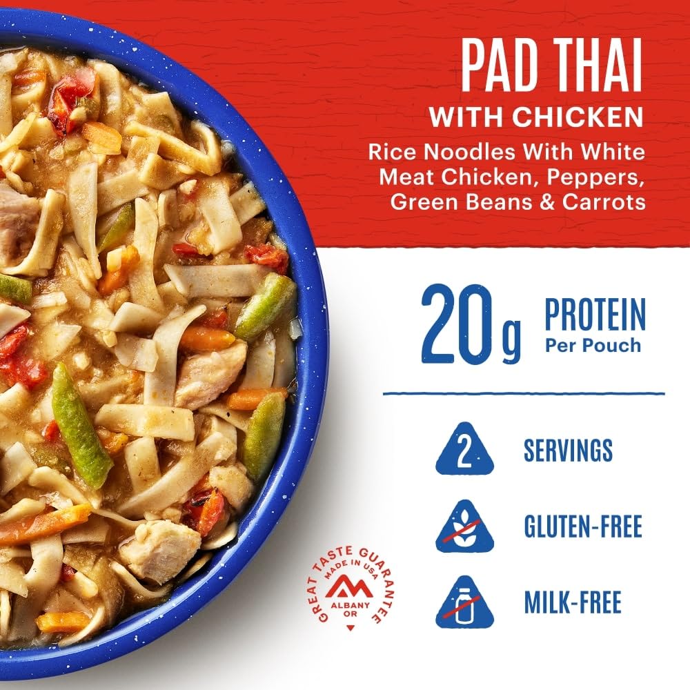 Mountain House Pad Thai with Chicken Freeze Dried Backpacking & Camping Food 6-Pack Gluten-Free