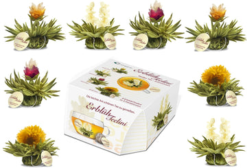 Creano Tea Flowers In Cup Size - Blooming Tea - 8 Flowering Tea In 4 Different Varieties - White Tea