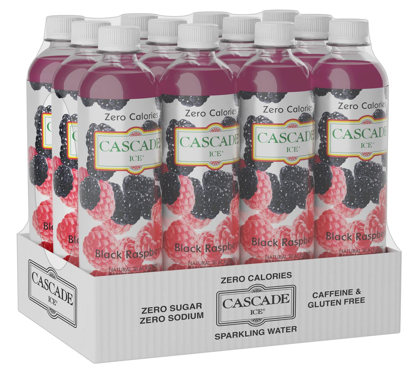 Cascade Ice Sparkling Water, Black Raspberry, 17.2 Fl Oz, Pack of 12