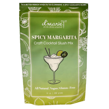 DMARIE Frozen Cocktail Drink Mix - All Natural Low Sugar Mixer - 10 Ounce Pouch - Makes 10 Spicy Margarita Slushies