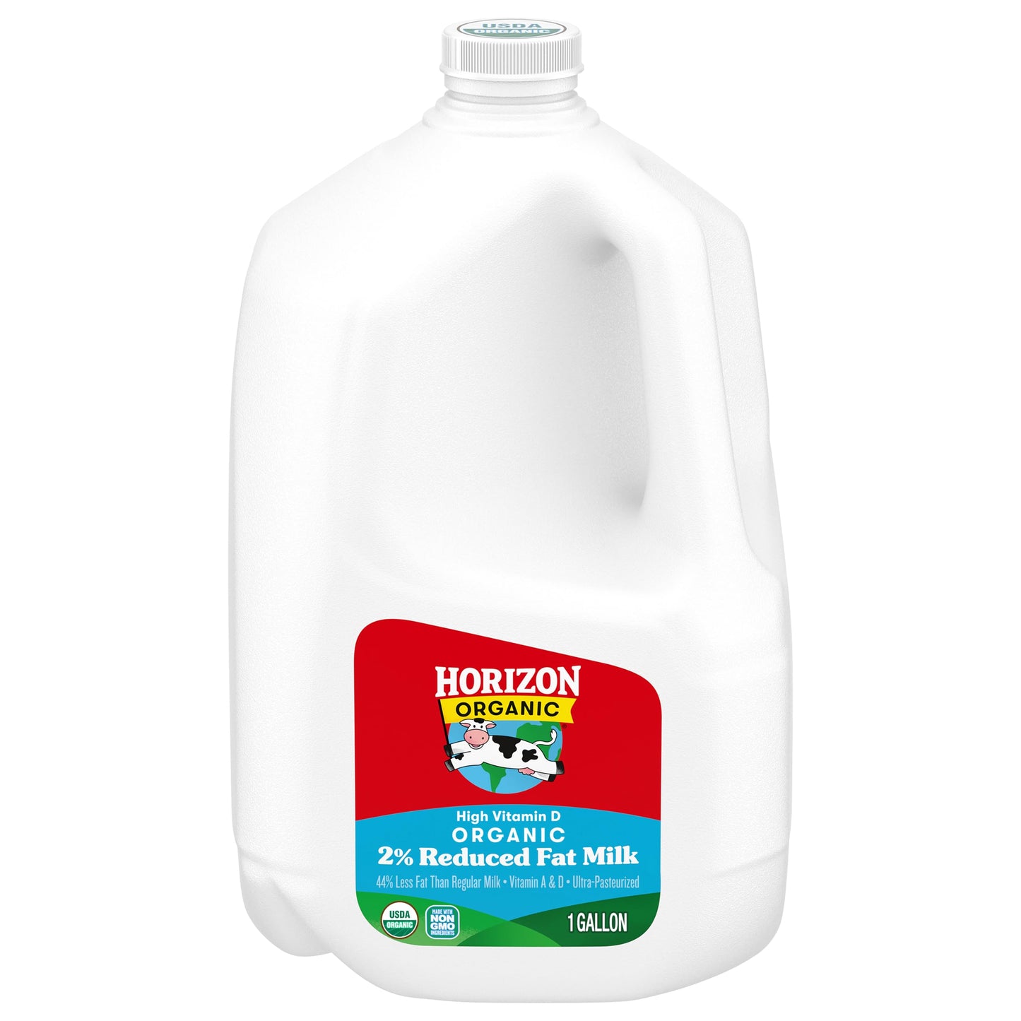 Horizon Organic High Vitamin D 2 Percent Milk, Creamy High Vitamin D Reduced Fat Milk, 128 fl oz Gallon Jug