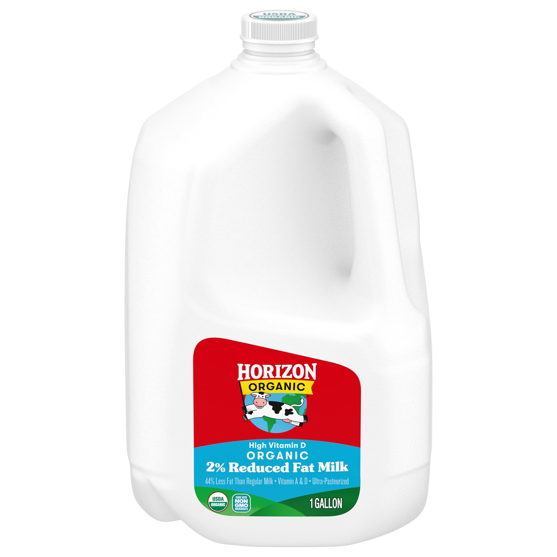 Horizon Organic High Vitamin D 2 Percent Milk, Creamy High Vitamin D Reduced Fat Milk, 128 fl oz Gallon Jug