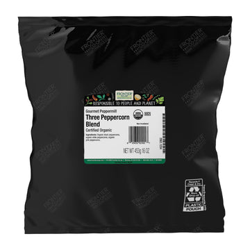 Frontier Co-Op Organic 3-Pepper Peppermill Blend  1Lb Bulk Bag - Salt-Free Gourmet Peppercorn Mix For Restaurant Supply  Grinders  Shaker Refill