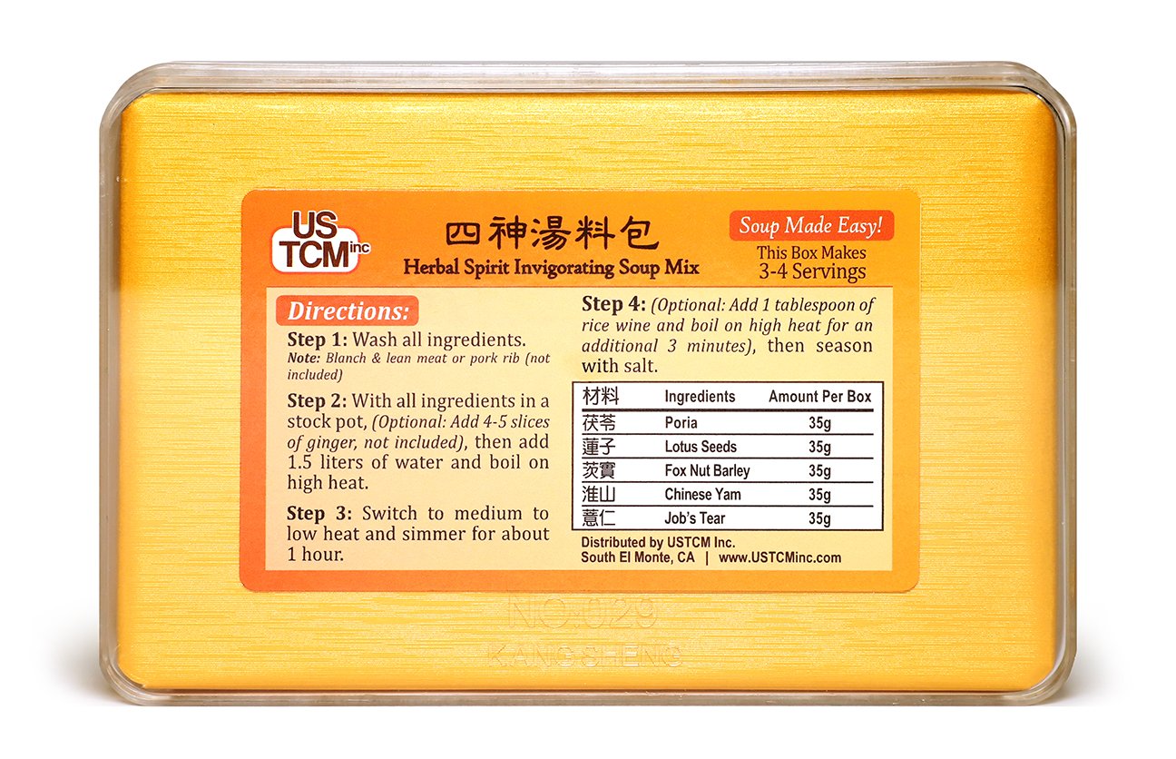 USTCM Herbal Spirit Soup Mix, Four God Soup Base, 6.2oz, 3-4 Servings, Easy to Prepare
