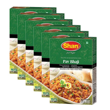 Shan Pav Bhaji Recipe and Seasoning Mix 3.25 oz (100g) - Spice Powder for Mashed Stir Fried Vegetable - Suitable for Vegetarians