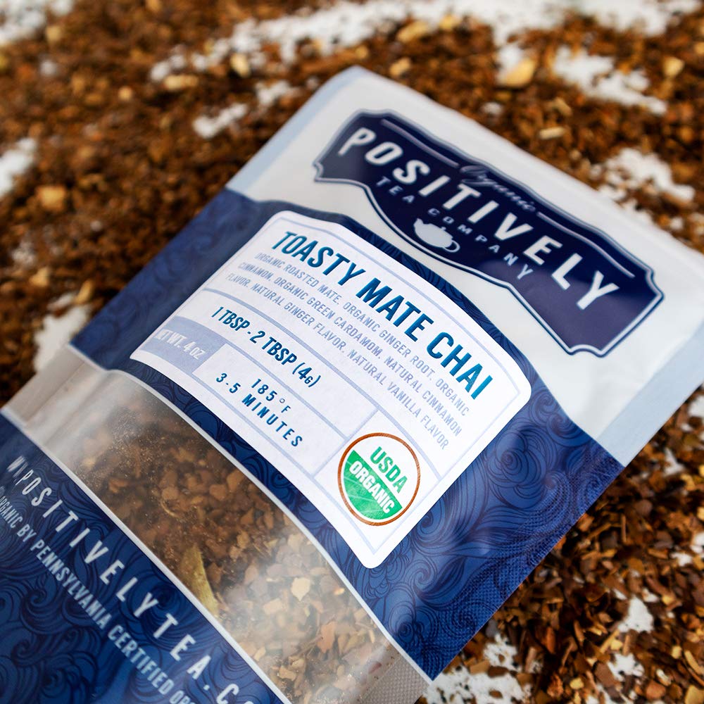 Organic Positively Tea Company, Toasty Mate Chai Tea, Loose Leaf, 4 Ounce