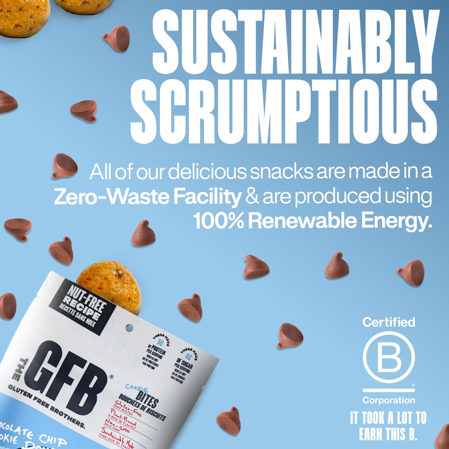 The GFB Gluten Free Chocolate Chip Cookie Dough Bites - Vegan, Nut Free, 4 oz (6 Count)